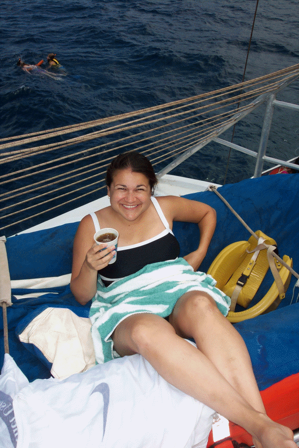 Relaxing after a snorkle