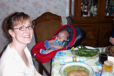 Heather and Lucia at dinner
