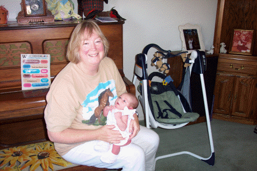 Great Aunt Chris holding me