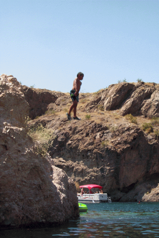 Jumping off the rocks