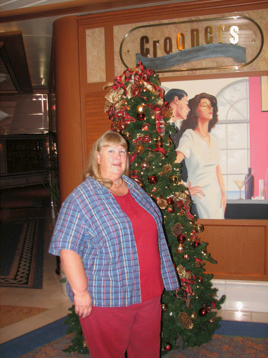 Ship is decorated for Christmas!