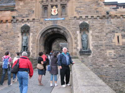 Pete at the castle entrance
