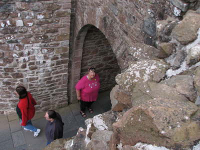 Katie entering the castle